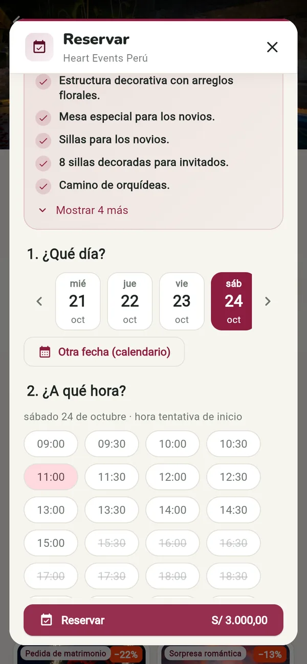 Elige día y hora libres